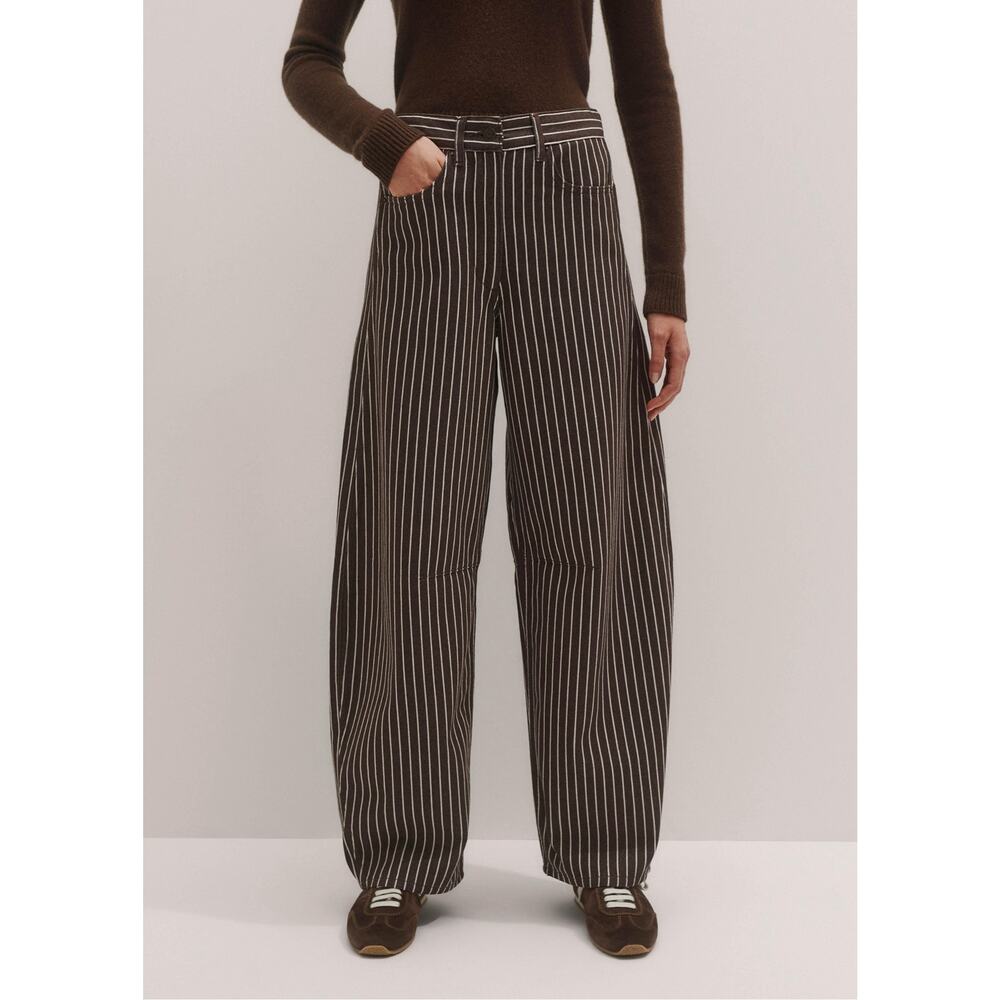 ME+EM Extreme Seam Brown Pinstripe Barrel Leg Jeans - current season!